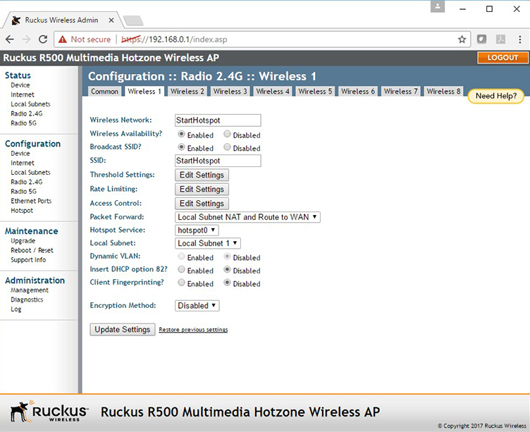 Ruckus R500 setup10.1